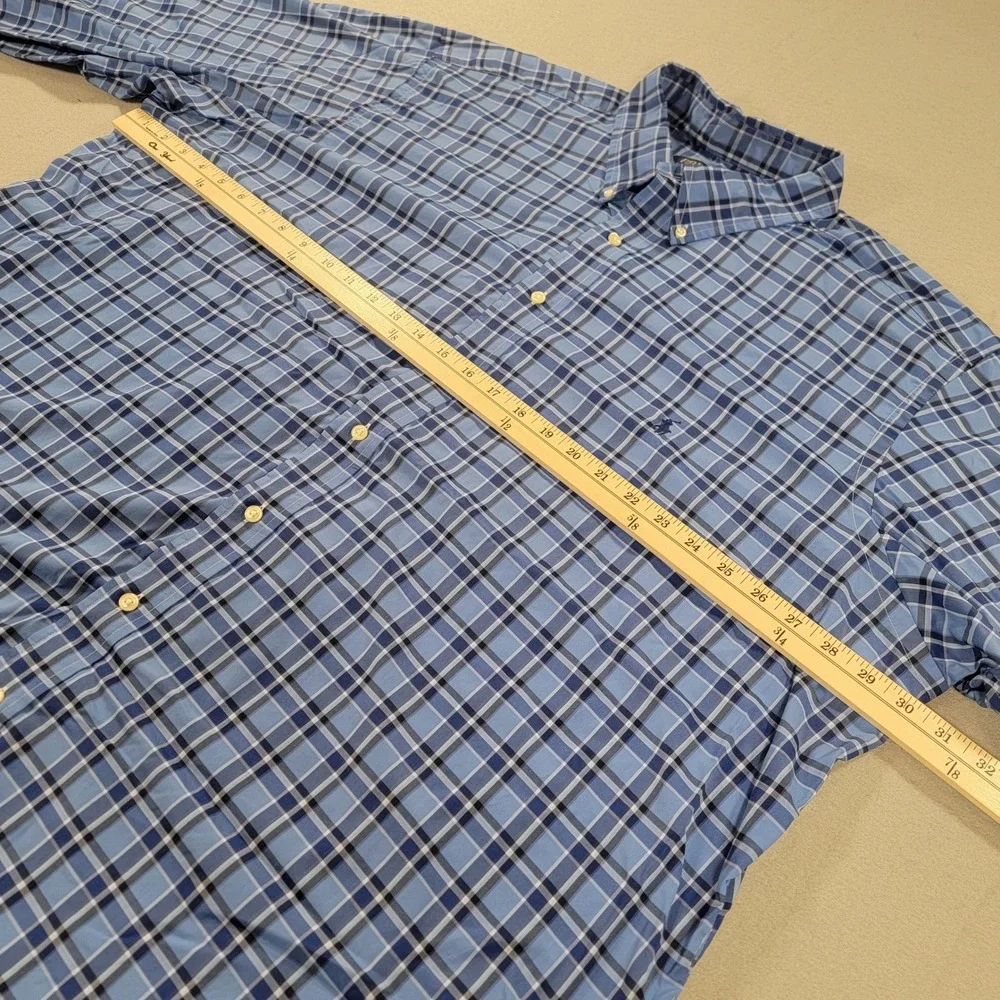Polo Ralph Lauren Performance Button Down Shirt Plaid Lightweight Men's 3XB Blue